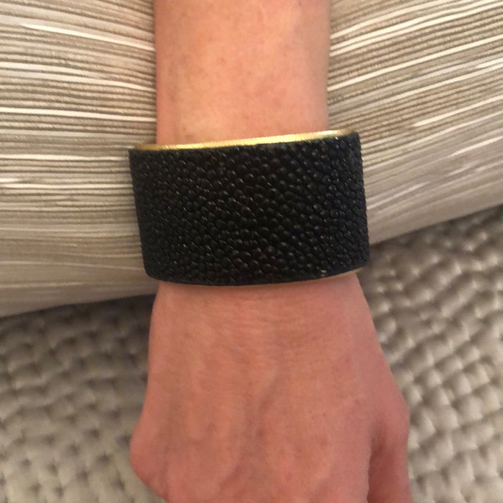 Shagreen and Gold Leather bracelet cuff
